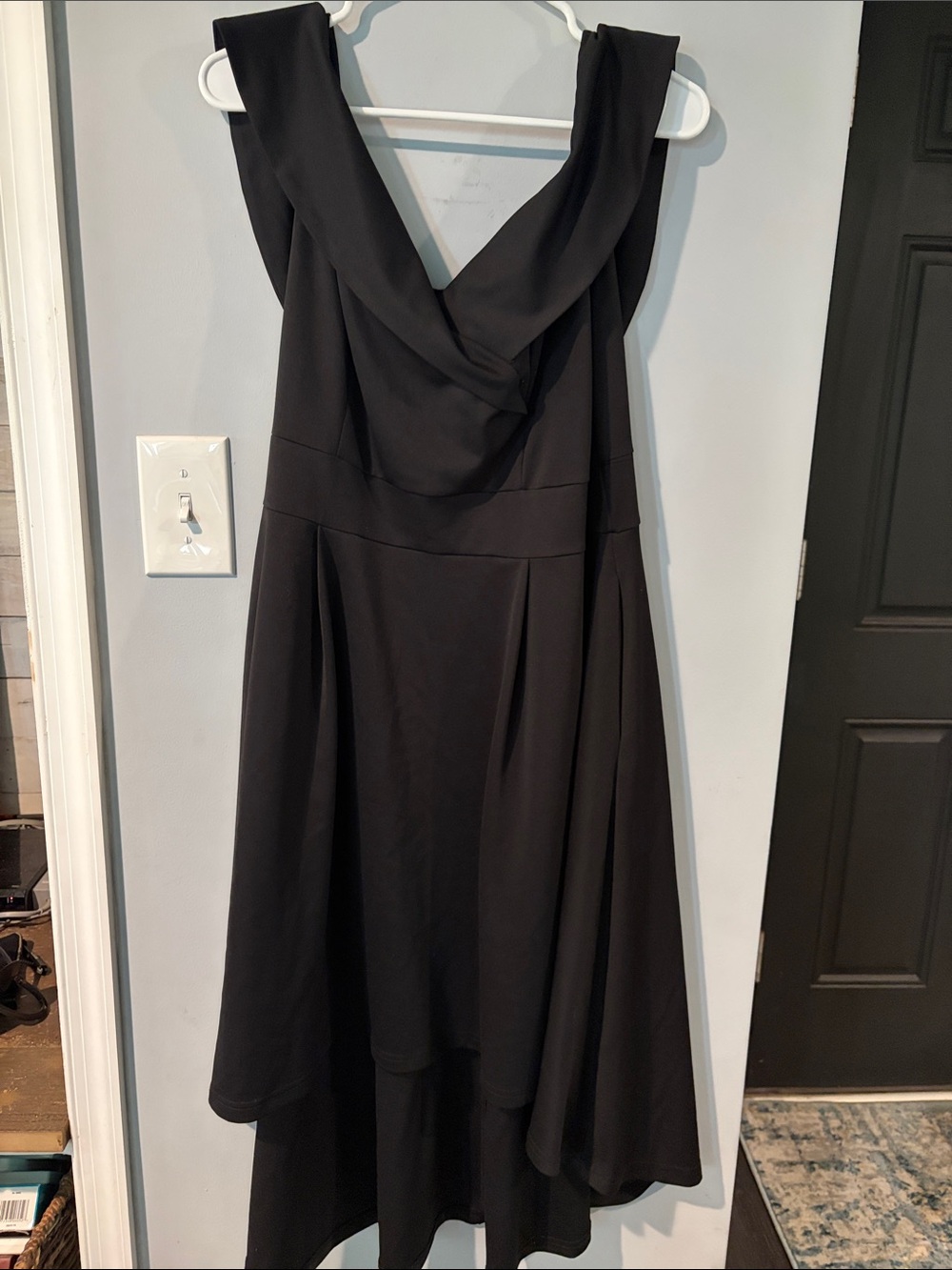 Sleeveless Black High-Low V-Neck Dress